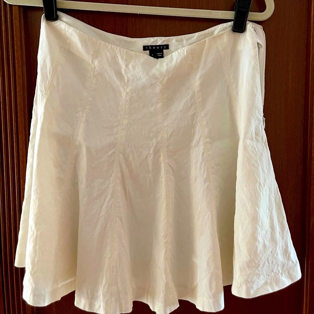 Theory cream mini skirt